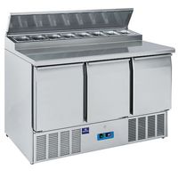 Mastro Saladette | 3 Deuren Gn 1/1 | 8X Gn 1/6 H=150mm | 0°/+8°C | 9709C