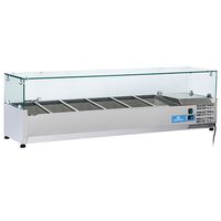 Gekoelde Opzetvitrine | 5X Gn 1/3 + 1X Gn 1/2 | Glazen top | Mastro 9964CV