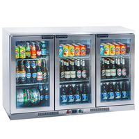 Mastro 9976FSS Undercounter refrigerator in stainless steel with 3 hinged glass doors, 310 liter, +2°/+12°C
