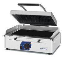 Mastro AJA0032 Contact grill with 2 ceramic glass plates, smooth/grooved, 2x 220x220 mm