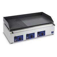 Electric Griddle Plate With 3 Grill Zones, Tabletop, 2/3 Smooth and 1/3 Grooved Plate - AJA0039
