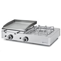 Gas Combi Griddle Plate With 1 Grill Zone and 1 Gas Burner, Tabletop - AOZ0008/RN
