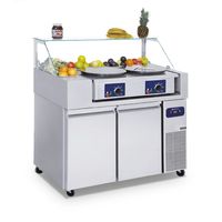 CCZ0070 Refrigerated preparation counter 2 doors GN 1/1 with glass structure, 9x GN 1/6 h=150 mm, -2°/+8°C