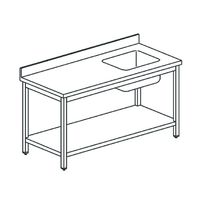 Mastro Werktafel Met Wasbak Aan De Rechterkant, Met Opstanden Plank, 1400X700 Mm | DTRVAD714