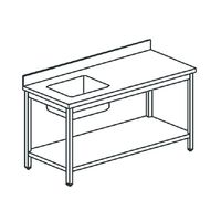 Werktafel | Wasbak links | Opstanden rand | 190X70cm