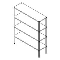 Shelving unit made of stainless steel with 4 shelves, 1000x500x1800 mm,  SL1850100