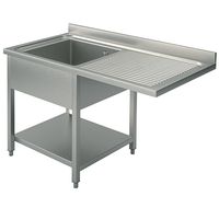 Wasbakunit Op Poten Met Bodemplaat Voor Inbouwvaatwasser, 1 Linker Wasbak, 1300X600 Mm