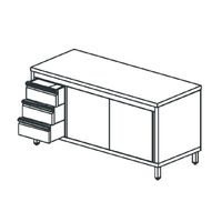 Mastro Vrijstaande Werkkast Met Ladeblok Aan De Linkerkant, Zonder Opstand, 1800X600 Mm | STNC3S60181