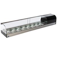 Gekoelde Tapasvitrine | B=193cm | 8x GN1/3 + glasplank | geventileerd | Zwart | Mastro TPFR8IA2S