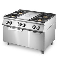Mastro Bakplaat - Gas Solide Top Op Statische Gasoven Gn 2/1 en Gesloten Kast+ 4 Branders - V70120TPPCFG2
