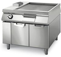 Electric Griddle Smooth Chromed On Cabinet With Door, Two-Sided Panel Control, Virtus VS110100FTEC