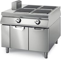 Electric Range With 4 Squared Plates On Cabinet With Doors,  Two-Sided Panel Control, Virtus VS110100PCE