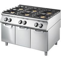 Gas Range With 6 Burners On Closed Cabinet, Pressed Working Top, Virtus VS90120PCGSP