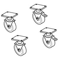 Mastro 4 Wielen, 2 Met Remmen, Verchroomd Staal | Z/TMOKRARMC