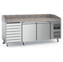 Pizzawerkbank | Graniet | 2 deuren + 7 lades | RVS | Ecofrost | 7950.5150