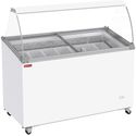 Diamond IJsconservator met Toonbank, 381 Liter, Schuifdeksels op Wieltjes met Gebogen Glas, Capaciteit voor 7 Bakken - CCV5-MP