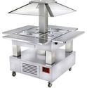 Diamond Eiland Buffet - Salad bar, gekoeld, gemotoriseerde koepel, 4x GN 1/1-150 (wit hout) | CSB/4D-A1-R2+KM