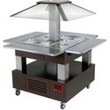 Diamond Eiland Buffet - Salad bar, gekoeld, gemotoriseerd koepel 4x GN 1/1-150 (Wengé hout) | CSB/4D-B1-R2+KM