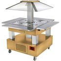 Diamond Eiland Buffet - Salad bar, gekoeld, 4x GN 1/1-150 (Licht eiken hout) | CSB/4D-D1-R2