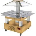 Diamond Eiland Buffet - Salad bar, gekoeld, gemotoriseerd koepel 4x GN 1/1-150 (Licht eiken hout) | CSB/4D-D1-R2+KM
