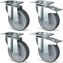 Set van 4 R.V.S Wielen | Zwenkend | 2 met rem | AIK4-L | Diamond