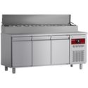 Diamond DTS-7/P9H2 Koelwerkbank geventileerd, 3 deuren GN 1/1, 405 Lit.& gekoelde structuur 10x GN 1/4