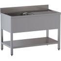 Diamond L1411/D-SD2 Spoeltafel met 1 kuip en 1 afdruipblad rechts, met onderlegplank