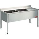 Diamond Spoeltafel met 2 Kuipen, 1 Techts Druipvlak, met Onderstel - L1620D-KD-D