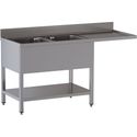 Diamond L1621/VD-SD2 Spoeltafel met 2 kuipen en 1 afdruipblad rechts, met onderlegplank en ruimte voor vaatwasser