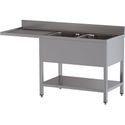 Diamond L1821/VD-SS3 Spoeltafel met 2 kuipen en 1 afdruipblad links, met onderlegplank en ruimte voor vaatwasser