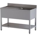 Diamond L1211/6D-SS2 Spoeltafel met 1 kuip en 1 afdruipblad links, met onderlegplank