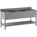 Diamond L2421/D-SX9 Spoeltafel met 2 kuipen en 2 afdruipbladen, met onderlegplank