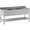 Diamond L2221/D-SX8 Spoeltafel met 2 kuipen en 2 afdruipbladen, met onderlegplank
