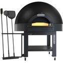 Diamond Statische Koepeloven, Vaste Bakplaat, 6 Pizza's (Ø 33) met Onderstel op Wielen - ZWART - TIBERIO-6E