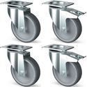 Set 4 Zwenkwielen In Rvs 2 Met Rem | Diamond | TIK4-L