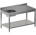 Diamond TV1871SD-ST7 Chef-tafel met onderblad, spoelbak links + achteropstand