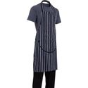 Whites halterschort blauw-wit gestreept met zak | A535