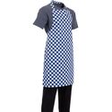 Whites halterschort blauw-wit geblokt | A554