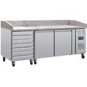 Pizza werkbank met marmeren blad en deeglades | 428ltr | Polar | CT423