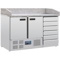 Polar pizza werkbank met marmeren blad en deeglades 257ltr | CT425