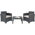 Bolero PP Fauteuil en Tafel Rieten Set Grijs - DR309