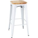 Bolero Bistro Hoge Krukken met Houten Zitkussen Wit (4 Stuks) - DW739