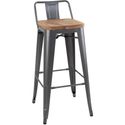 Bolero Bistro Hoge Barstoel met Houten Zitting Grijs (4 Stuks) - Bolero FB624