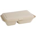 Fiesta Green Composteerbare Bagasse Voedseldozen 2 Compartimenten Natuurlijke Kleur 253mm (200 Stuks), Fiesta Green FC541