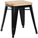 Bolero Stalen Kruk met Houten Zitting - Zwart (4 Stuks) - Bolero GM635