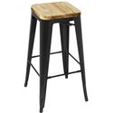 Bolero Stalen Barkruk met Houten Zitting - Zwart (4 Stuks) - Bolero GM640