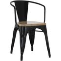 Bolero HZ804 Bistro Curve Armstoelen met Houten Zitting Zwart (4 stuks)