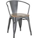 Bolero HZ805 Bistro Curve Armstoelen met Houten Zitting Donkergrijs (4 stuks)