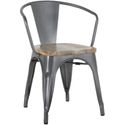 Bolero HZ805 Bistro Curve Armstoelen met Houten Zitting Donkergrijs (4 stuks)