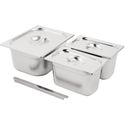 Vogue SA244 RVS Gastronorm Bakken Set 1/2 en 2x 1/4 met Deksels